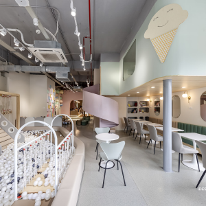 Nội thất cà phê kid - phong cách hiện đại tối giản, pastel nhẹ nhàng